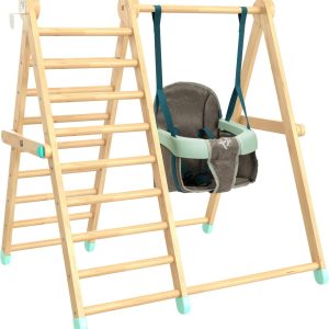 TP Toys Active Tots Pikler Style Wooden Climbing and Swing for Indoor Use and Foldable, Baby and Toddler Toy, Climbing Play and Indoor Montessori Play with Swing
