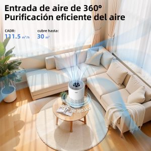 Air Purifier for Bedroom, Quiet Air Purifier with 3-Stage H13 HEPA Filter, 3 Speeds & 12dB Night Mode, Removes Pollen, Dust, Pet Dander, Odors, Smoke and VOCs.