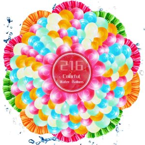 216 globos de agua para niños y adultos, 12 manojos de globos de agua autosellantes de llenado rápido fáciles de llenar, globos de agua coloridos para exteriores, jardín, playa, piscina, fiesta