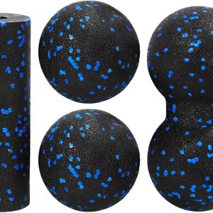 4-Piece Massage Ball for Self-Massage, Myofascial Balls, Peanut Massage Ball, Spine and Legs, Relieve Stress and Relax Tight Muscles (Blue)