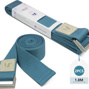 2 Pack Yoga Straps, Durable Cotton Yoga Straps for Stretching, Adjustable Bands for Yoga, Dance, Gym Workouts