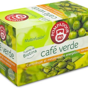 Pompadour | Green Coffee | Multi Infusion | With Biotin | Natural Support for Metabolism | 20 Sachets of 2.2 Gr