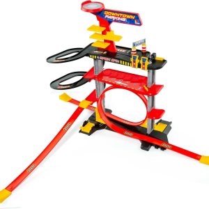 MOLTO | Downtown Toy Parking with 2 Floors and 1 Loop – Service Station, Elevator and High Speed Ramps. 2 Cars Included – Children’s Car Parking