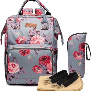 ANKÖMMLING Multifunction Diaper Bag Travel Changing Mat, Large Capacity Backpack Reusable Bag, Lightweight Stylish Durable Backpack with Insulated Bottle Pocket for Mom and Dad