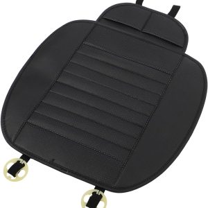VALICLUD PU Leather Front Seat Cover with Silicone Ergonomic Protective Cushion and Compatible Black