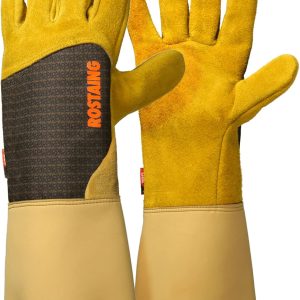 ROSTAING RONCIER Gloves – Pair of Gardening Gloves – Leather Protection – Gardening Gloves for Thorns and Brambles and Work Gloves, Beige