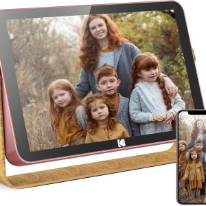 KODAK Digital Frame WiFi Digital Photo Frame 10 Inches with 4000 mAh Battery, 1280 x 800 HD IPS Touch Screen, Share Album Video Music via App, Electronic Photo Frame RWF-108H (Pink), Gift