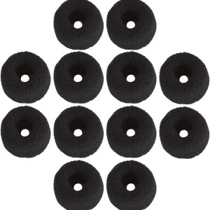 12 Pack Hair Scrunchies Terry Cloth Elastic Wide Thick Scrunchies Hair Ties Ponytail Holder Hair Accessories for Women Girls (Black)