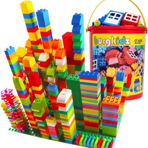 burgkidz Building Blocks Sets, 214 Pieces Educational Toys for Toddlers Creative Bricks, 14 Fun Shapes and Bulk Plastic Bricks for All Ages