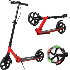 Folding Scooter, Scooters for Boys and Girls, 9-14 Years with Adjustable Handlebar, 91-103 m, Scooter with Lights with 2 Large Wheels 200 mm and Hand and Foot Brake Max. 100 kg