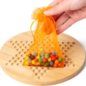 Chinese Checkers Table Game, Hexagonal Wooden Checkers Plate,China Wooden Hexagonal Checkers Plate with Glass Beads – Glass Marble Checkers Table Sets for Friends &