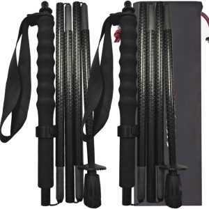 5 Section Carbon Fiber Hiking Poles, Lightweight and Durable, 2 Pack, Foldable, Straight Grip, Suitable for Hiking, Trekking and Mountaineering