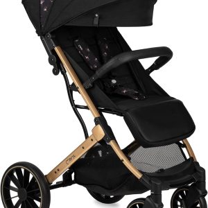 MoMi ESTELLE LIGHT PLUS from 6 months (up to 22 kg), folding pushchair with 5-point harness, shopping basket, telescopic rod, stand-up folded