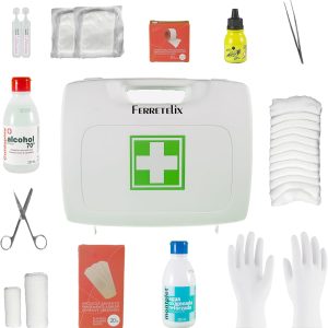 FERRETELIX First Aid Kit with Approved Case 27 x 22 x 8 cm – First Aid with Full Endowment – Portable, Compact, Made in Spain