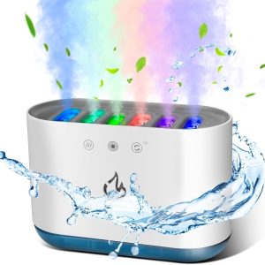 AiQInu Humidifier 900ML, Dynamic Pick-up Humidifier with 6 Nozzles and 7 Colors LED Lights, 25dB Ultra Quiet, Aroma Diffuser Humidifier for Home, Office, 18 x 12 x 8 cm