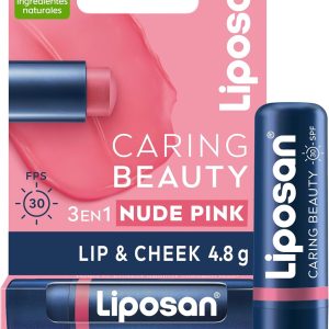 Liposan Caring Beauty Lip and Cheek Nude Pink Lip Balm & Blush Stick, 3-in-1 Lip Stick for a Simple Look 1 x 4.8g