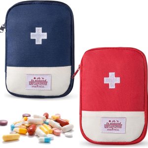 2pcs Portable Travel First Aid Kit, Mini Medicine Cabinet, Empty Medical Bag for Home Emergency Situations, Travel, Empty Medical Bag (Red+Navy)