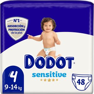 DODOT Sensitive – Diapers, 9 to 14 kg, White, Size 4, Vanilla, 48 Count