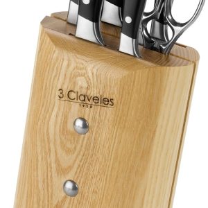 3 Claveles Kitchen Set, Wood, Stainless Steel, 5 Ash Toledo Knives + 1 Star Scissors, 1637