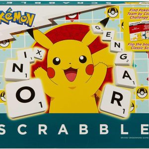 Mattel Games Pokémon Scrabble Board Game, Family Word Game with Two Ways to Play, Includes 50 Challenge Cards with Pokémon Characters for 2-4 Players, UK Version, HXB94