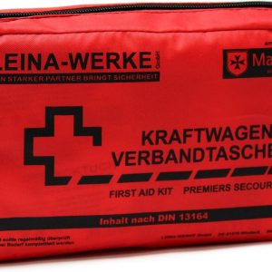 Leina 11004 Compact Motor Vehicle First Aid Kit with Velcro Closure, Red/Black