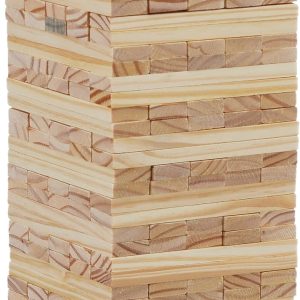 Relaxdays XL Wooden Tower Set, 200 Blocks for Stacking or Building, 32 x 12 x 12 cm, Large Pieces, Children, Natural