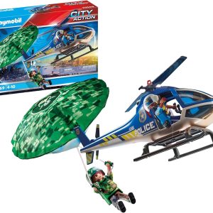 PLAYMOBIL City Action 70569 Police Helicopter, Parachute Chase, for Children Ages 4-10