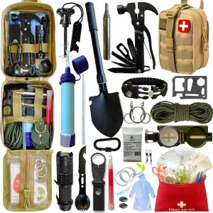 Complete Emergency First Aid Kit, 60+ Essential Supplies with 15 Multi-purpose Tools, Compact, Lightweight and Durable, Ideal for Home, Travel and Outdoor Safety