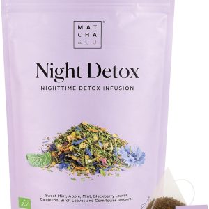 Matcha & CO Night Detox Infusion, 30 Doses of Night Cleansing Infusion with Peppermint, Apple, Dandelion, Birch and Cornflower