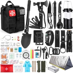 Survival Kit, 250pcs First Aid Survival Kit with Molle System, Compatible Pouch and Emergency Tent, Earthquake Emergency Kit, Outdoor Adventure