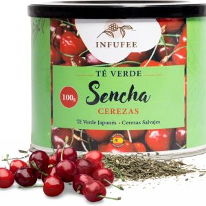 Sencha Green Tea with Wild Cherries – Japanese Tea with Cherries – Antioxidant Infusion – Japanese Green Infusion with Wild Cherries – Bulk Leaf Tea 100g Tin