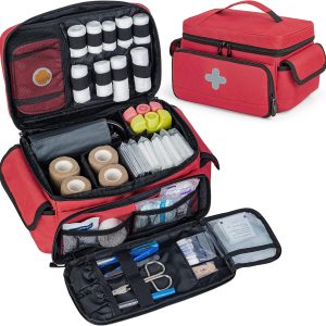 CURMIO Small Empty First Aid Bag, Family First Aid Organizer Case with Mini Travel Medicine Bag, Home Medicine Storage Bag and