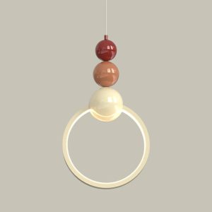 HJLJKG Ring Bedside Pendant Lamp Nordic Creativity Metal Kitchen Island Hanging Lamp Mid Century Cream Wind Bedroom Chandelier Bar Counter Suspension Light For Living Room Dining Room Study