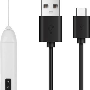 Electric Milk Frother Rechargeable Handheld Frother USB-C 3-Speed Frother Portable Foam Mixer with Detachable Stainless Steel Whisk for Matcha Protein Coffee