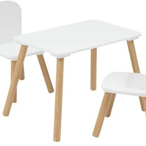 Atmosphera Alex Children’s Table and Chairs Set – 3 Pieces (1 Table + 2 Chairs) – Waterproof Table Top – Bedroom and Playroom Furniture – for Girls and Boys – Wood, Edges