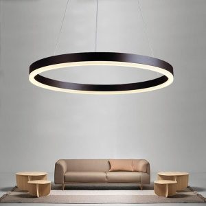 LED Ring Dimming Pendant V-intage Chandelier Adjustable Rise and Fall Retro Lighting Ceiling Light Compatible, Chandeliers