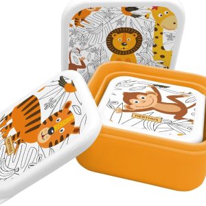 Nerthus FIH 1325 Triple Stackable Lions Children’s Lunch Box Set of 3 BPA-Free Containers Ideal for School