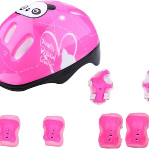 7Pcs/Set Sports Protective Knee Pad Helmet Athletic Wrist Guards Adjustable Kids Skateboard Protective Gear Set for Youth Skating Bike