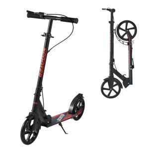 VEVOR Scooter for Children from 8 Years, 2 Wheels, with Height-Adjustable Handlebar and Non-Slip Base, Hand Brake, Aluminium Alloy Frame, up to 100 kg, Black, 900 x 380 x 1000 mm