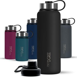 720°DGREE Stainless Steel Water Bottle “noLimit” – 410 ml, 530 ml, 710 ml, 950 ml, 1200 ml – BPA Free, Leak-proof and Leak-proof – Thermal Flask, Insulated Bottle + Sports Cover Free