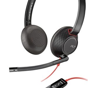 Poly Blackwire 5220 wired headset – Flexible boom microphone with noise cancellation – Ergonomic design – Connection to PC/Mac or mobile phone via USB-C, USB-A or 3.5mm jack