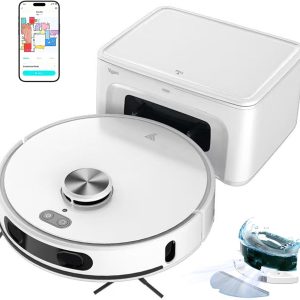 Robot Vacuum Cleaner and Floor Mop up to 8000 Pa Powerful Suction Self-emptying Autonomy of 220 Minutes LiDAR Laser Navigation and Lnteligent Mapping, Customized Cleaning Voice Control and