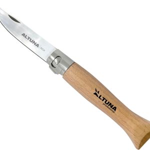 Altuna – Multipurpose Folding Knife – 8 cm Stainless Steel Blade – With Anti-Cut Lock – Ergonomic Wooden Handle – Camping Knife Mushrooms, Hiking and Fishing – Compact and Resistant