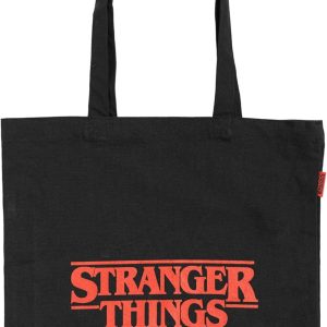 Grupo Erik Tote Bag Fabric Stranger Things Merchandising – Large Shopper Bag Women and Men with Comfortable Handles, Black – Reusable Foldable Shopping Bag 37x39cm | Original Gifts Women and Men