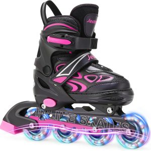 Girl’s Adjustable Inline Skates for Women Girls Children, Roller Shoes with Luminous Radas Up to 4 Sizes Adjustable Roller Skates