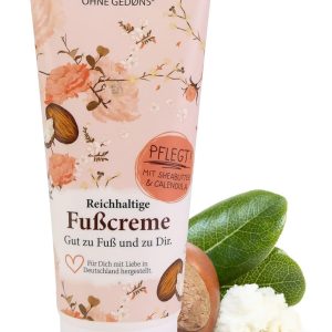 Jean & Len Shea Butter and Calendula Foot Cream for Dry and Stressed Skin, Intensely Nourishes and Brings Flexibility to Feet, Paraben and Silicone Free, Vegan 100ml