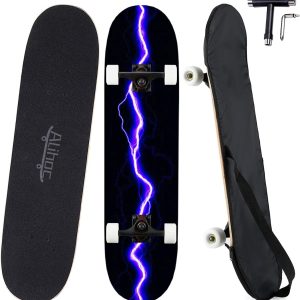 31 Inch Standard Skateboard, 7 Layers Maple Skateboard, Suitable for Kids, Teens, Adults, Beginners and Professionals, Max Load 150 kg