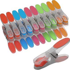 PORTENTUM Non-Slip Clothes Pegs with Silicone, Set of 20, Multi-Coloured – Soft Non-Marking, Outdoor Resistant, Multipurpose for Delicate Clothes, Size 8.5 x 4.2 x 1.5 cm