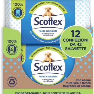 Scottex Pulito Complete Humidified Toilet Paper, Biodegradable, Recyclable Pack, 504 Wipes