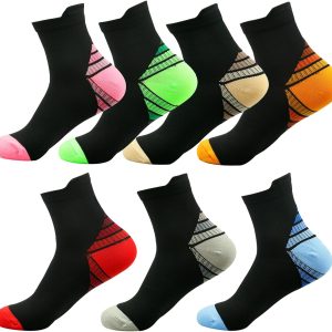 7 Pairs Sports Socks Women Men, Compression Socks Short Breathable Running Socks with Reinforced Toe and Heel